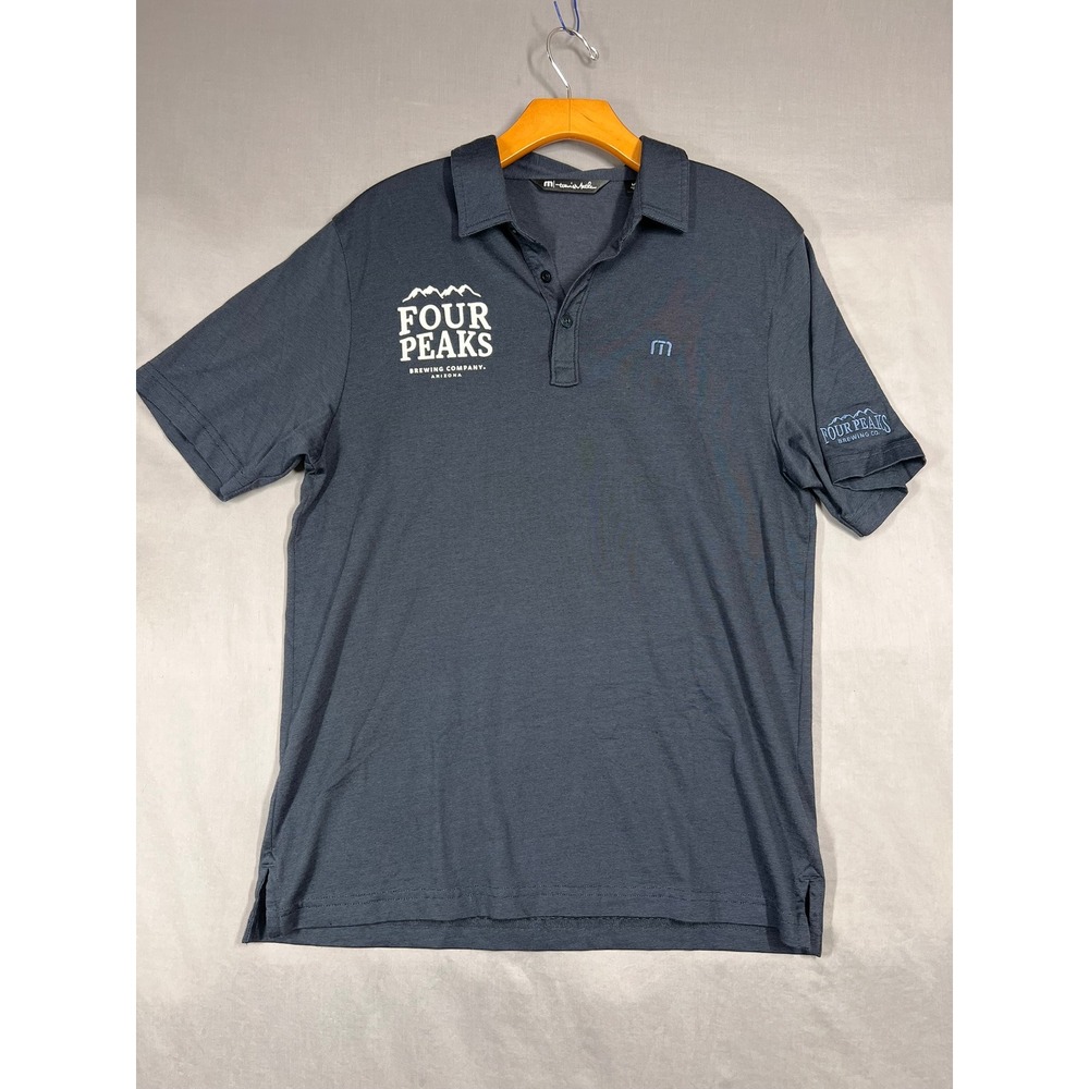 Travis Mathew Four Peaks Brewing Co Polo Shirt Mens Medium Gray Short Sleeve